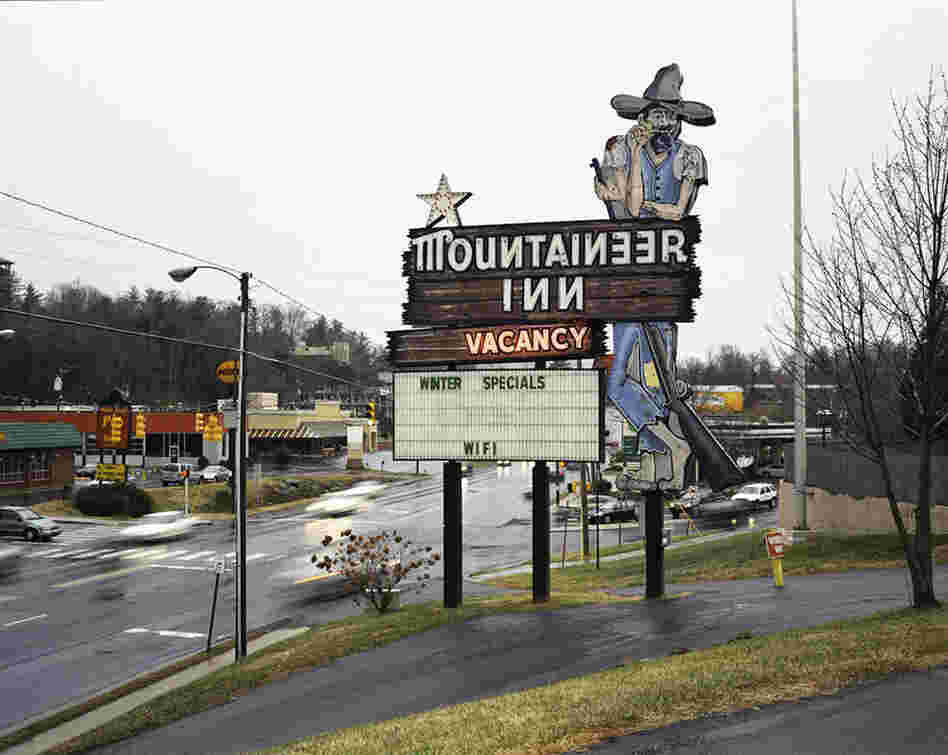 Asheville, N.C., 2008. Hillbillies and bears are popular images at the area hotels.