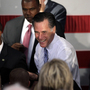 Republican presidential candidate Mitt Romney greets supporters at a campaign stop in Omaha, Neb.,on Thursday.