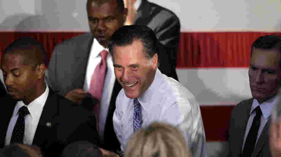 Republican presidential candidate Mitt Romney greets supporters at a campaign stop in Omaha, Neb.,on Thursday.