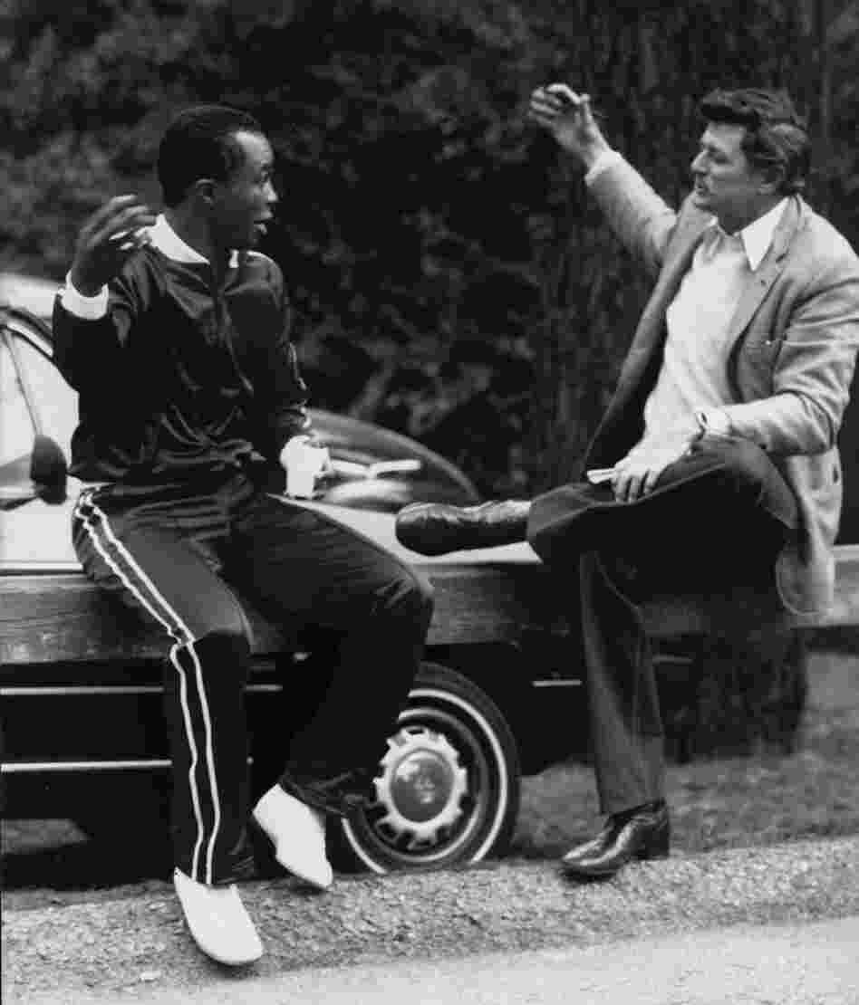 Sportswriter Frank Deford talks with Sugar Ray Leonard in 1981. "I was so lucky," Deford says. "The chance that you got in those days to get close to athletes is so much more than the writers get today."