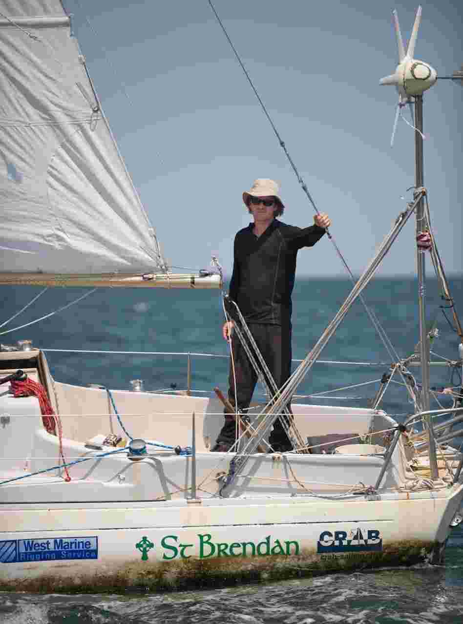 The wind begins to freshen as Matt Rutherford sails toward the mouth of the Chesapeake Bay, the finish line for his record-breaking solo, nonstop circumnavigation of the Western Hemisphere.