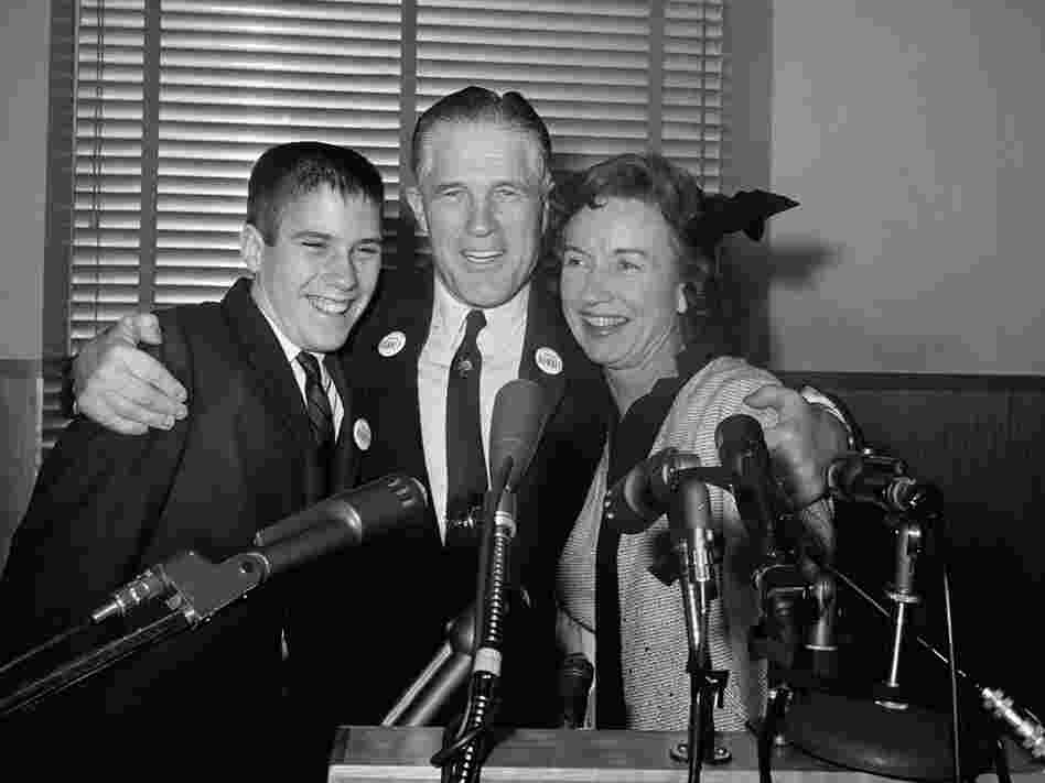 Mitt Romney, then 14, with his father, George, and mother, Lenore, in 1962.