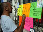Kelly Rivera Hart of San Francisco, California, adds his thoughts to a "thank you" card for President Obama posted at the intersection of Castro and 18th Streets in San Francisco on Wednesday, May 9. Obama spoke earlier in the day of his personal beliefs on gay marriage. Kelly Rivera Hart of San Francisco, California, adds his thoughts to a "thank you" card for President Obama posted at the intersection of Castro and 18th Streets in San Francisco on Wednesday, May 9. Obama spoke earlier in the day of his personal beliefs on gay marriage.