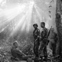 The sun breaks through dense jungle foliage as South Vietnamese troops, joined by U.S. advisers, rest after a cold, damp and tense night of waiting in an ambush position for a Viet Cong attack that didn't come, January 1965.