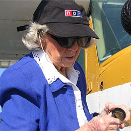 Evelyn Johnson, who holds a world record as the most experienced female pilot, appeared on NPR in 2003. Johnson died Thursday at the age of 102.
