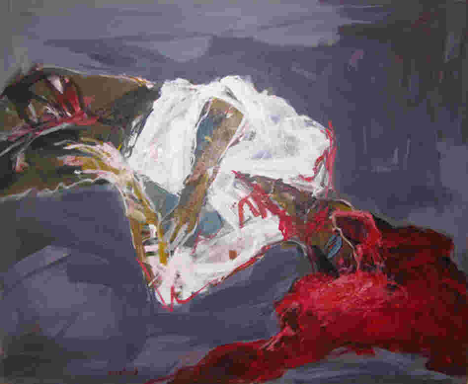 Tarek Butayhi's 2011 mixed media on canvas work, Untitled. Butayhi's work was displayed in the Artists From Syria Today exhibition at the Espace Kettaneh Kunigk gallery in Beirut.