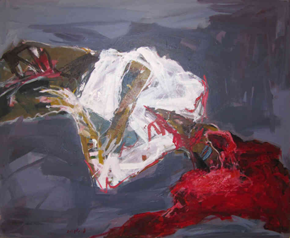 Tarek Butayhi's 2011 mixed media on canvas work, Untitled. Butayhi's work was displayed in the Artists From Syria Today exhibition at the Espace Kettaneh Kunigk gallery in Beirut.