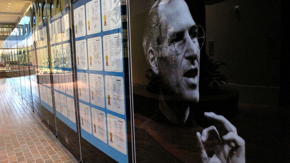 Steve Jobs filed more than 300 patents, now on display at the Smithsonian's S. Dillon Ripley Center in Washington, D.C.