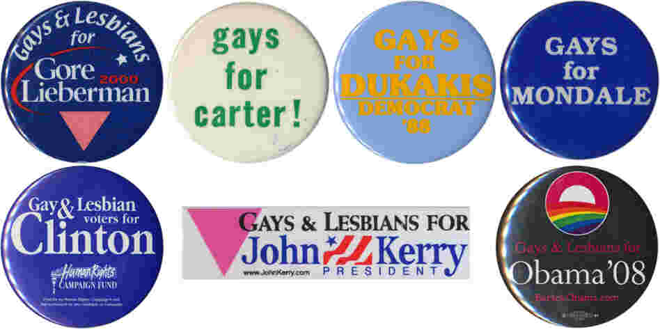 Gay & lesbian votes normally go to Democratic candidates, reaching a high of 80% in 2008. Gay & lesbian votes normally go to Democratic candidates, reaching a high of 80% in 2008.