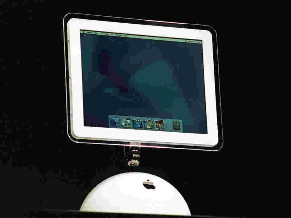 Apple's iMac debuted in 2002, when flat-screen monitors were just coming out. The screen seems to float above the base, a design inspired by sunflowers Steve Jobs' wife had planted in their garden.