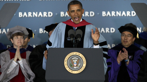 President Obama delivers the commencement address at Barnard College in New York on Monday.