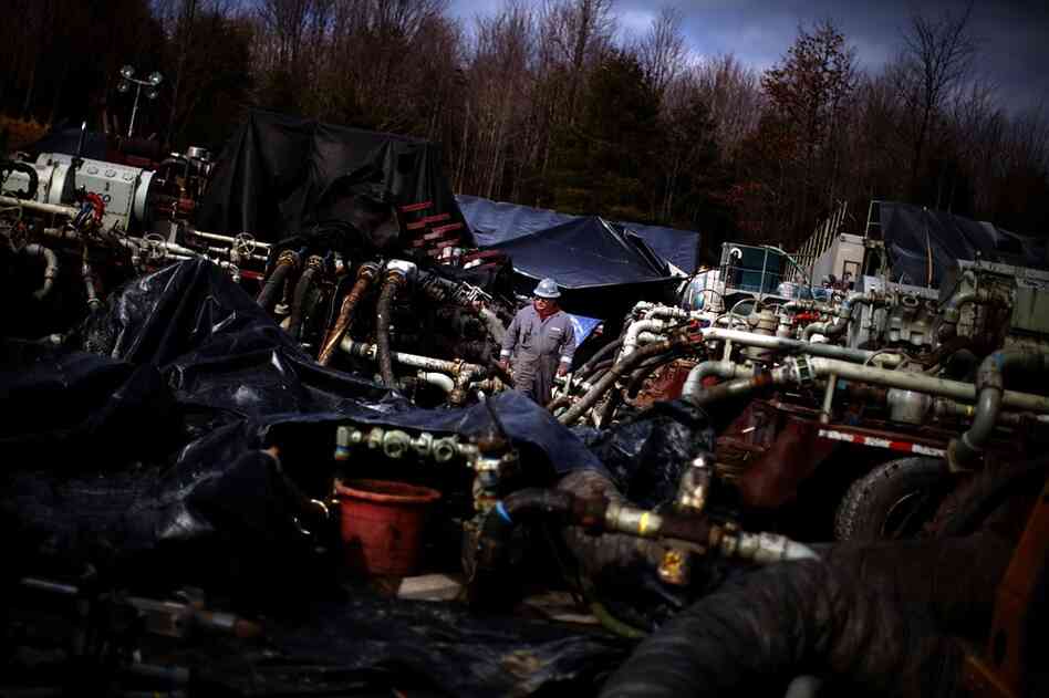 A successful fracking operation requires a battalion of drilling rigs, miles of pipe and millions of gallons of water in order to bore through the earth.