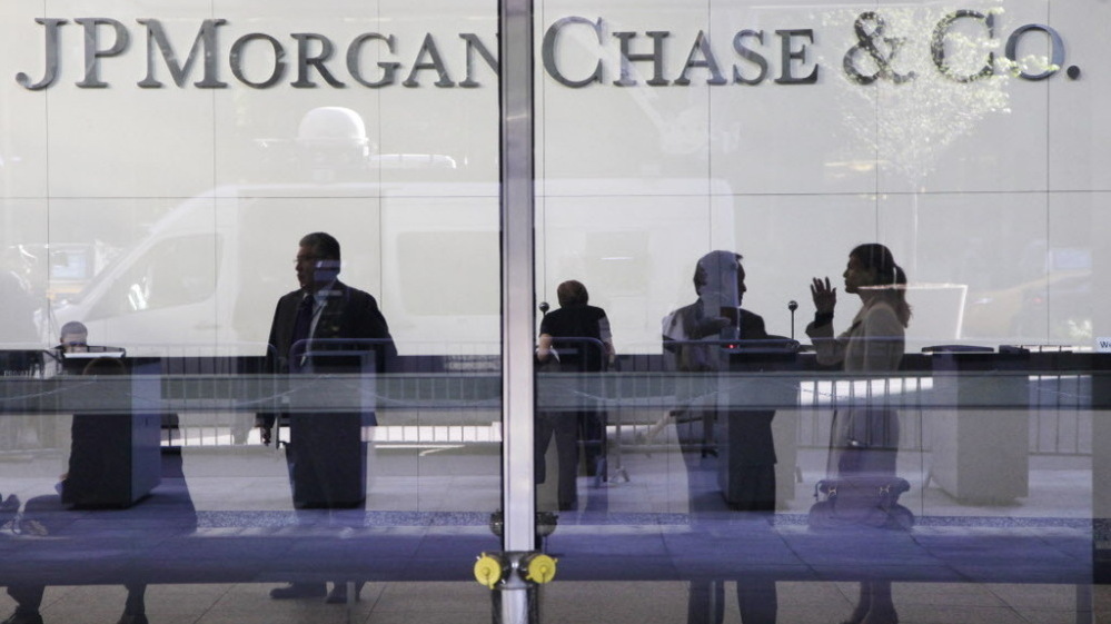 The lobby of JPMorgan Chase headquarters in New York.