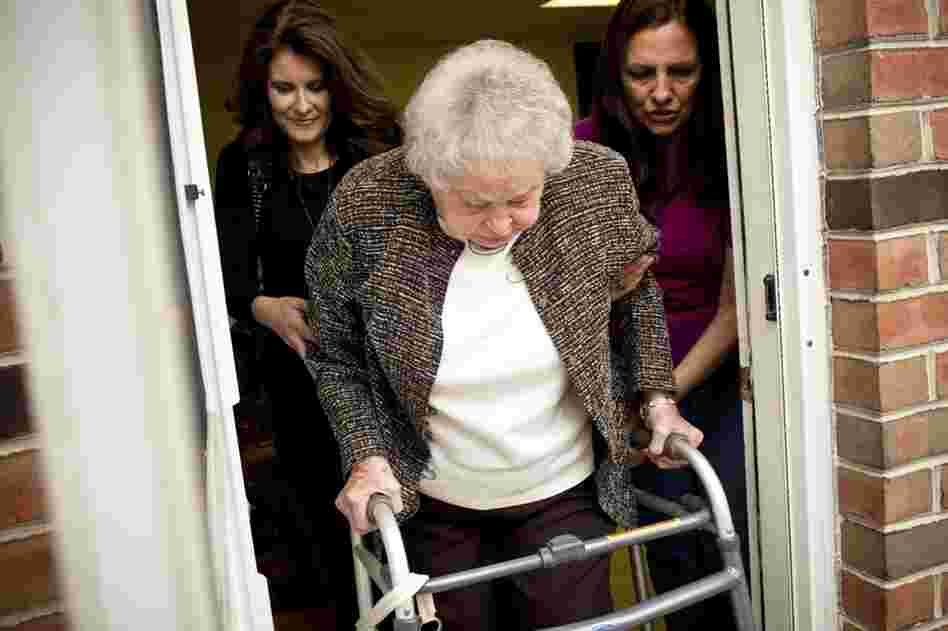 Kelley (left) and her sister-in-law LaDonna Martin jointly care for Kelley's grandmother AnnaBelle Bowers, who is no longer able to live independently.