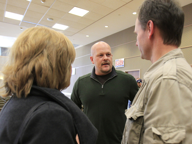 Republican congressional candidate Joe Wurzelbacher, better known as "Joe the Plumber," talks with supporters in Rocky River, Ohio, in February.