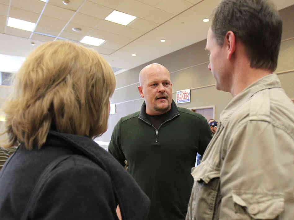 Republican congressional candidate Joe Wurzelbacher, better known as "Joe the Plumber," talks with supporters in Rocky River, Ohio, in February.