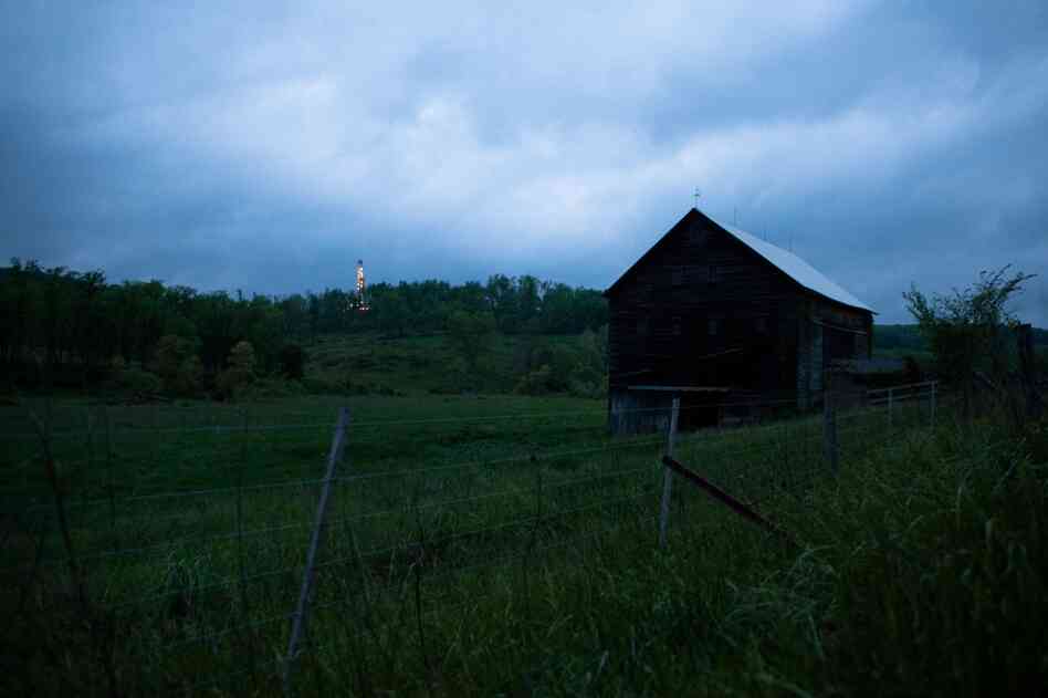 Burgettstown is located in a rural corner of southwest Pennsylvania. In the distance, lights mark a new gas well that's being drilled near the Cornerstone clinic.