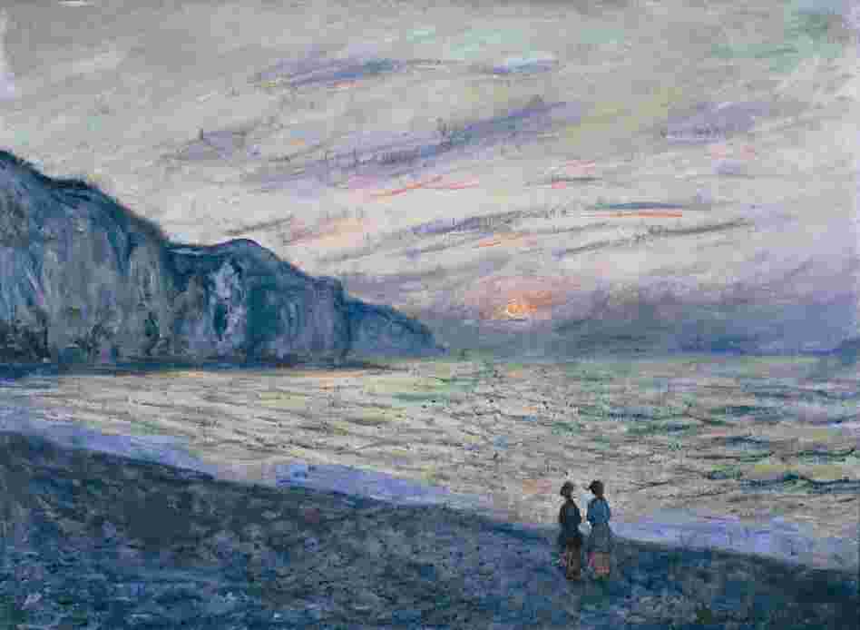 Students and seniors discussed Claude Monet's Sunset at Pourville during a recent visit to the Kreeger Museum in Washington, D.C.