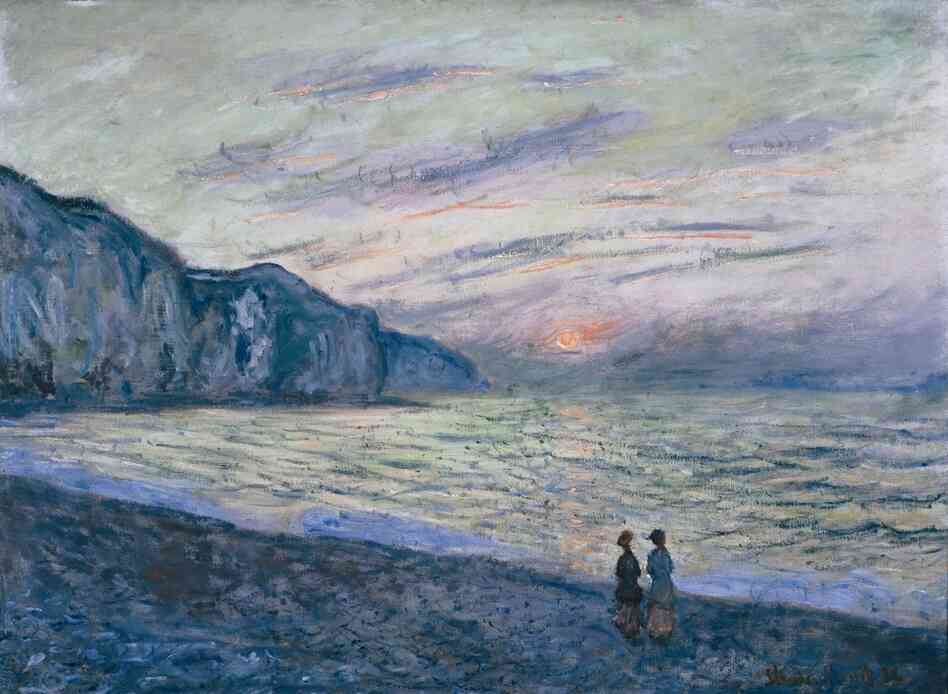 Students and seniors discussed Claude Monet's Sunset at Pourville during a recent visit to the Kreeger Museum in Washington, D.C.