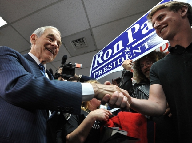 Republican presidential hopeful Ron Paul at a campaign event in Las Vegas on Feb. 3.
