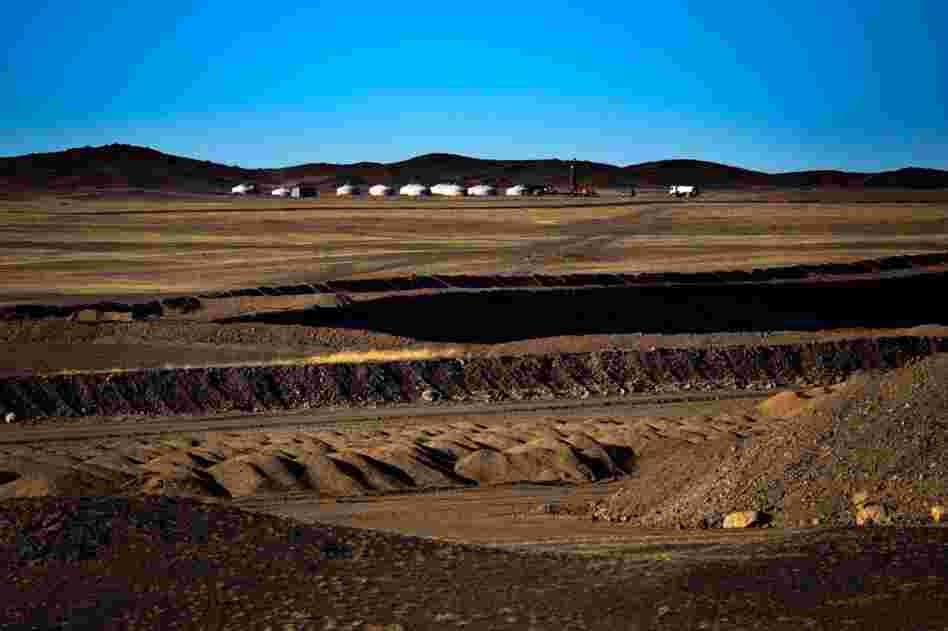 Bat-Erdene's son, Uuganbaatar Badam, works at a coal mine in South Gobi. He lives in one of these gers near the open-pit mine and makes about $500 a month.