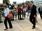 John Edwards as he entered the Federal Courthouse in Greensboro, N.C., this morning. John Edwards as he entered the Federal Courthouse in Greensboro, N.C., this morning.
