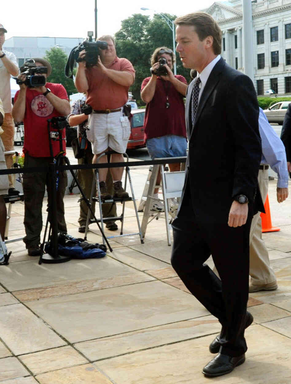 John Edwards as he entered the Federal Courthouse in Greensboro, N.C., this morning.