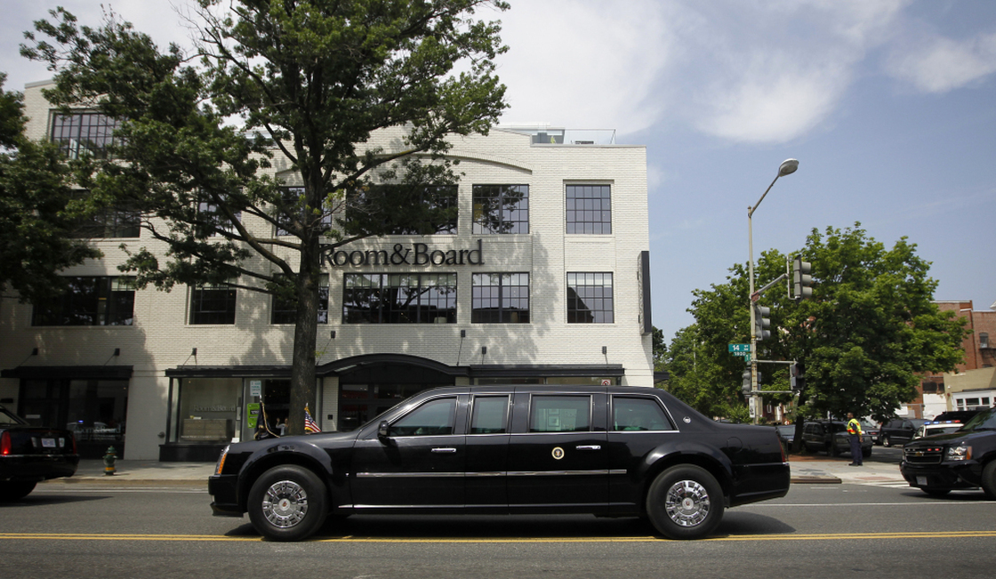 President Obama's limo in what was, in part, the world's most impressive lunch run, Washington, May 16, 2012.