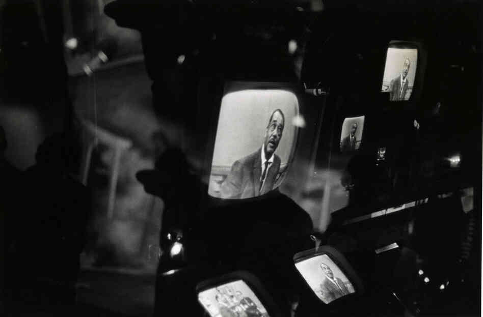 Duke Ellington on Several Television Monitors at Station KQED, San Francisco, California, 1960