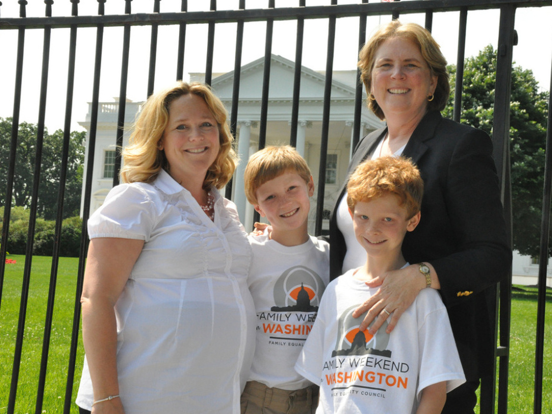 Family Equality Council Executive Director Jennifer Chrisler (left), her partner Cheryl Jacques and their sons Tom and Tim Jacques visited Washington on Thursday to ask Congress for equal rights for same-sex families.