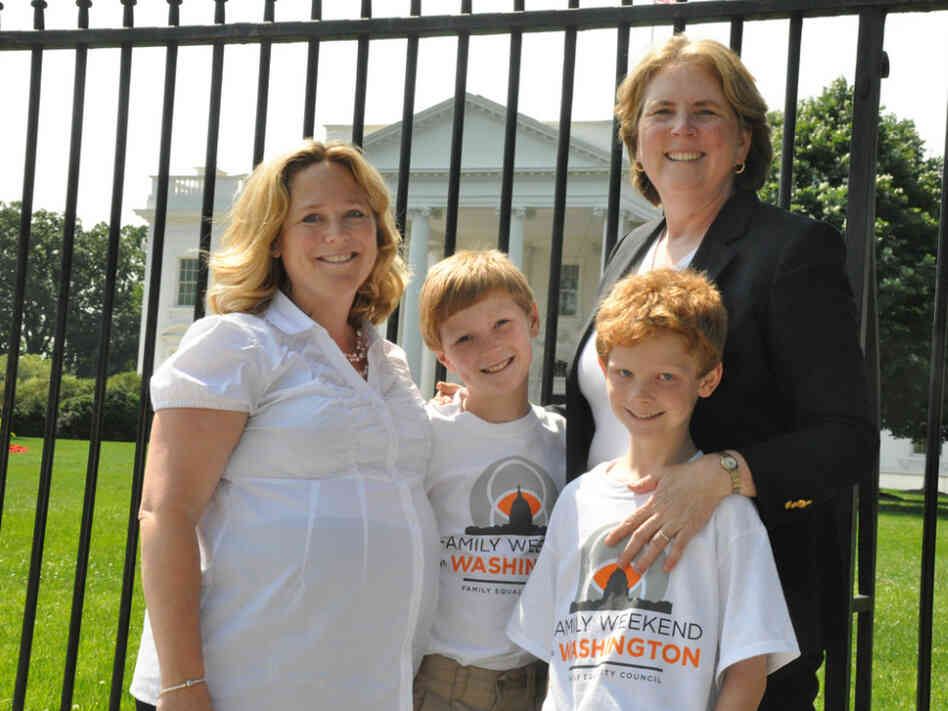Family Equality Council Executive Director Jennifer Chrisler (left), her partner Cheryl Jacques and their sons Tom and Tim Jacques visited Washington on Thursday to ask Congress for equal rights for same-sex families.