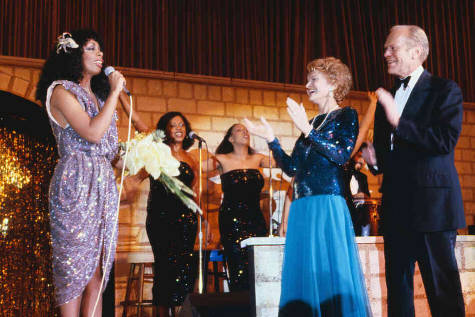 Former President Gerald Ford and his wife, Betty, with Summer at the Disco Dinner Benefit in Beverly Hills, Calif., in 1979. 
