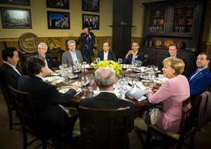 President Obama speaks with other G-8 leaders at Camp David in Maryland during the summit on Friday. President Obama speaks with other G-8 leaders at Camp David in Maryland during the summit on Friday.