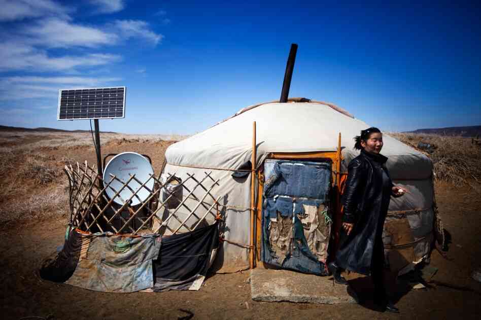 Most Mongolians live in gers, traditional housing that can be taken down and reassembled in under an hour. Many have solar panels and satellite dishes.
