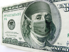 Ben Franklin wears a surgical mask on a $100 bill. Ben Franklin wears a surgical mask on a $100 bill.