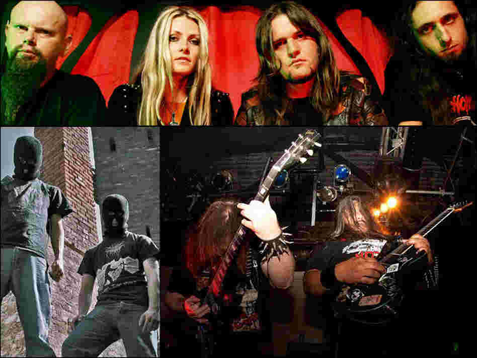 Clockwise from top left: Electric Wizard, Autopsy and Dragged Into Sunlight. Clockwise from top left: Electric Wizard, Autopsy and Dragged Into Sunlight.