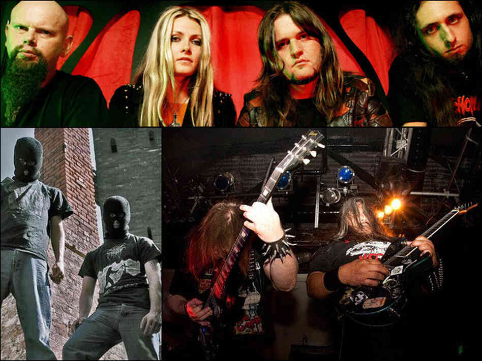 Clockwise from top left: Electric Wizard, Autopsy and Dragged Into Sunlight. Clockwise from top left: Electric Wizard, Autopsy and Dragged Into Sunlight.