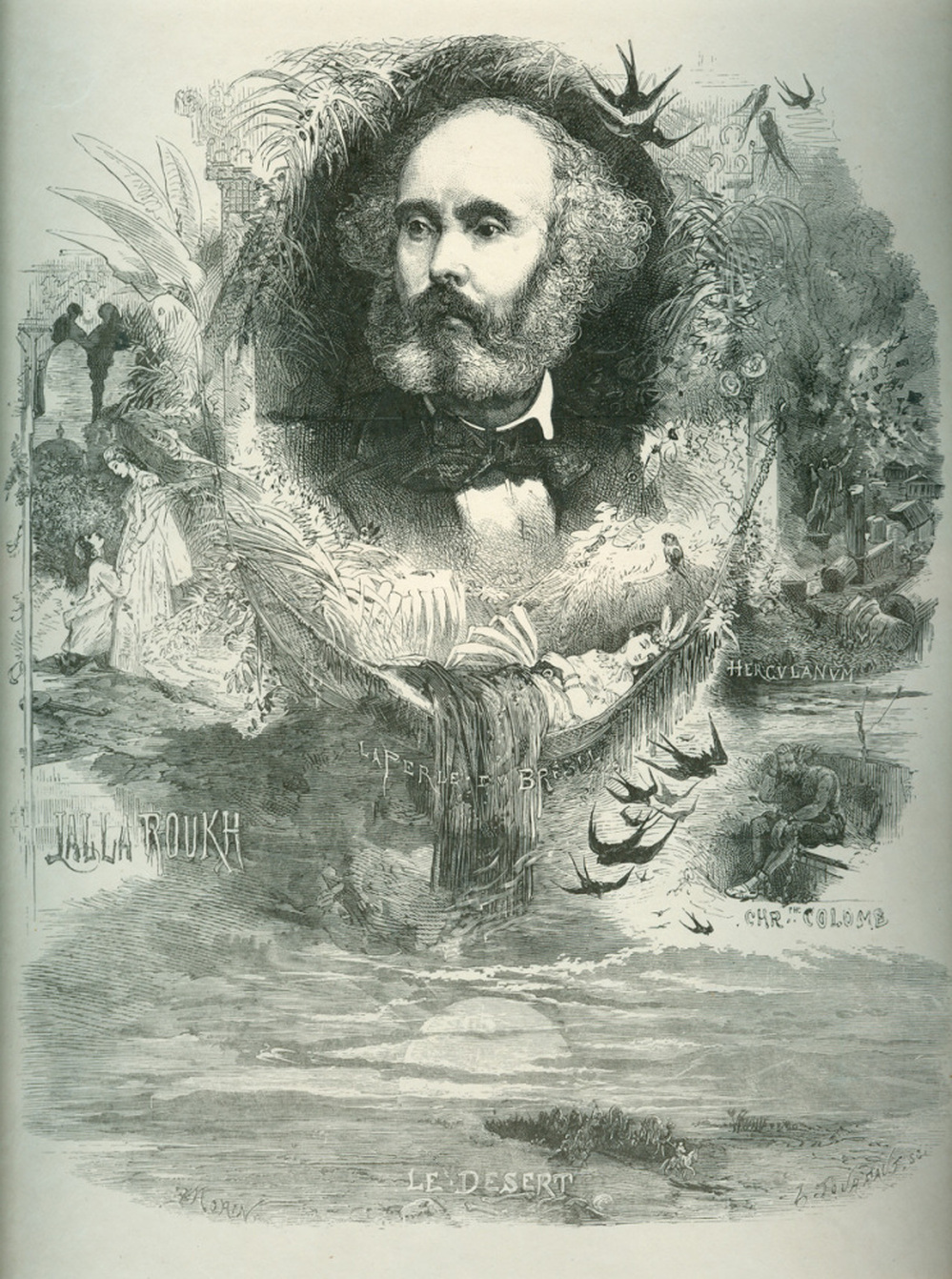 A portrait of French composer Félicien-César David (from 1876), celebrating his famous orchestral ode Le Désert.