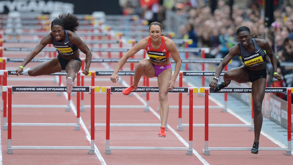 Count back and you'll see: Jessica Ennis (center) and other competitors only went over nine hurdles. There were supposed to be 10.