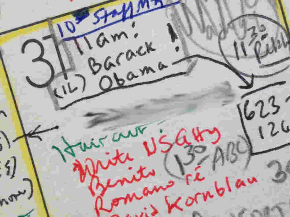 Harvard professor Laurence Tribe's calendar for March 31, 1989, marks his first meeting with future President Barack Obama. The exclamation point was to remind Tribe how impressed he was with the first-year law student.