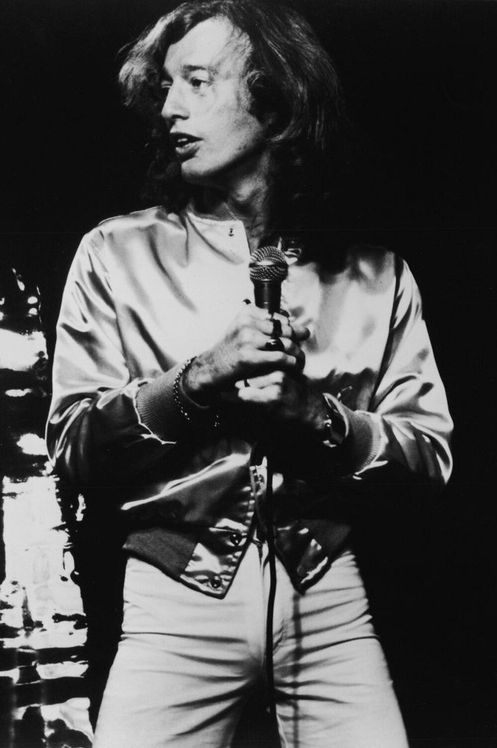 Robin Gibb of the Bee Gees during a concert in the late '70s.