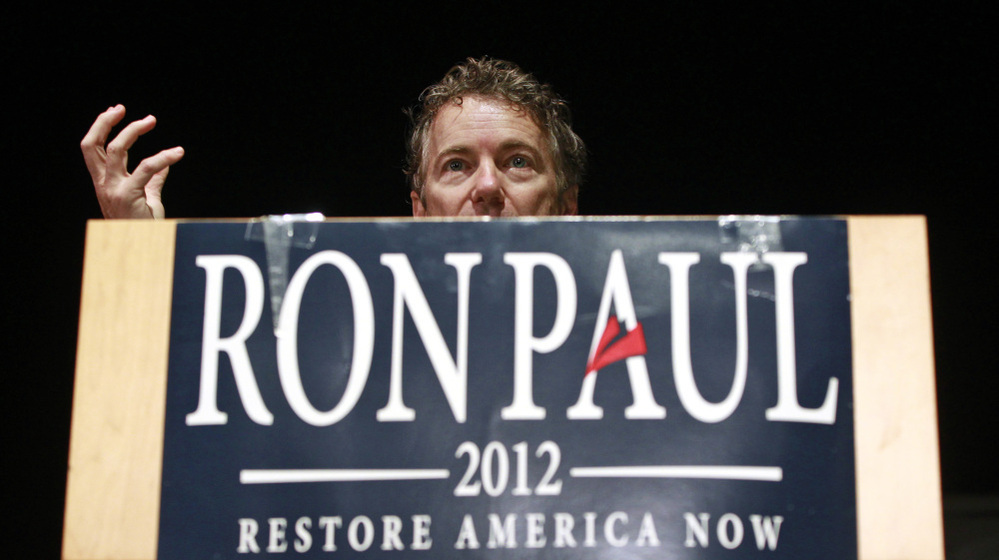 The younger Paul campaigns for his father in Windham, N.H., in January.