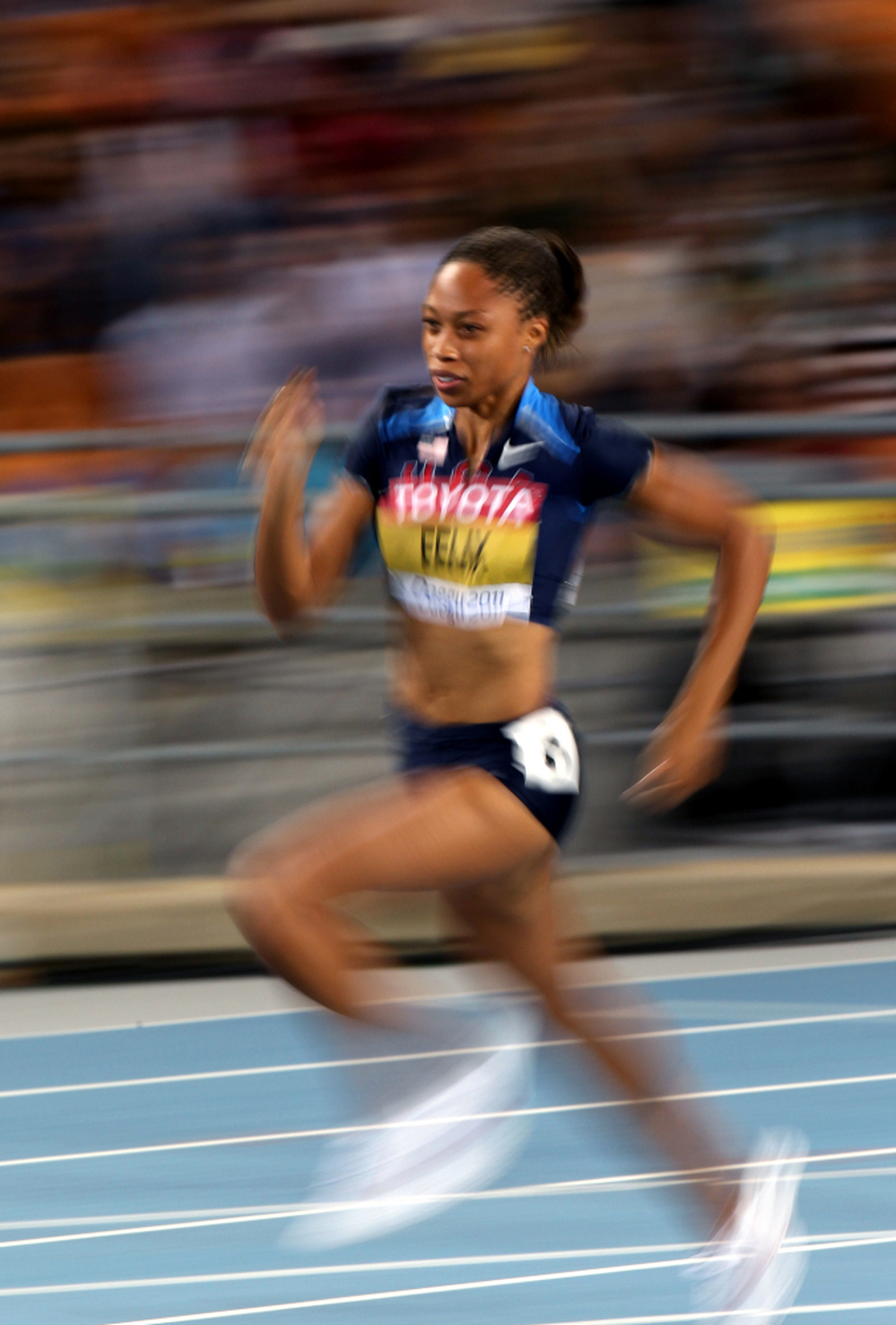 Allyson Felix runs in a 200 meter race at the 2011 IAAF World Championships. Felix, who has twice won silver in the race at the Olympics, has not yet announced her event schedule for London this summer.
