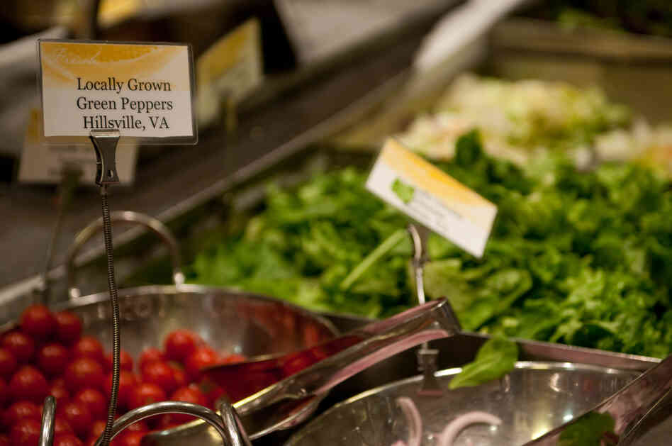 The chefs in the cafeteria try to buy whatever food they can't grow in the garden from farms as close to home as possible.