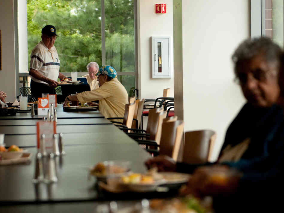 Twice a week, local seniors in Warrenton, Va., flock to the hospital's cafeteria, called The Bistro, for a meal, a great view and musical accompaniment by a retired piano player from a nearby Nordstrom's.