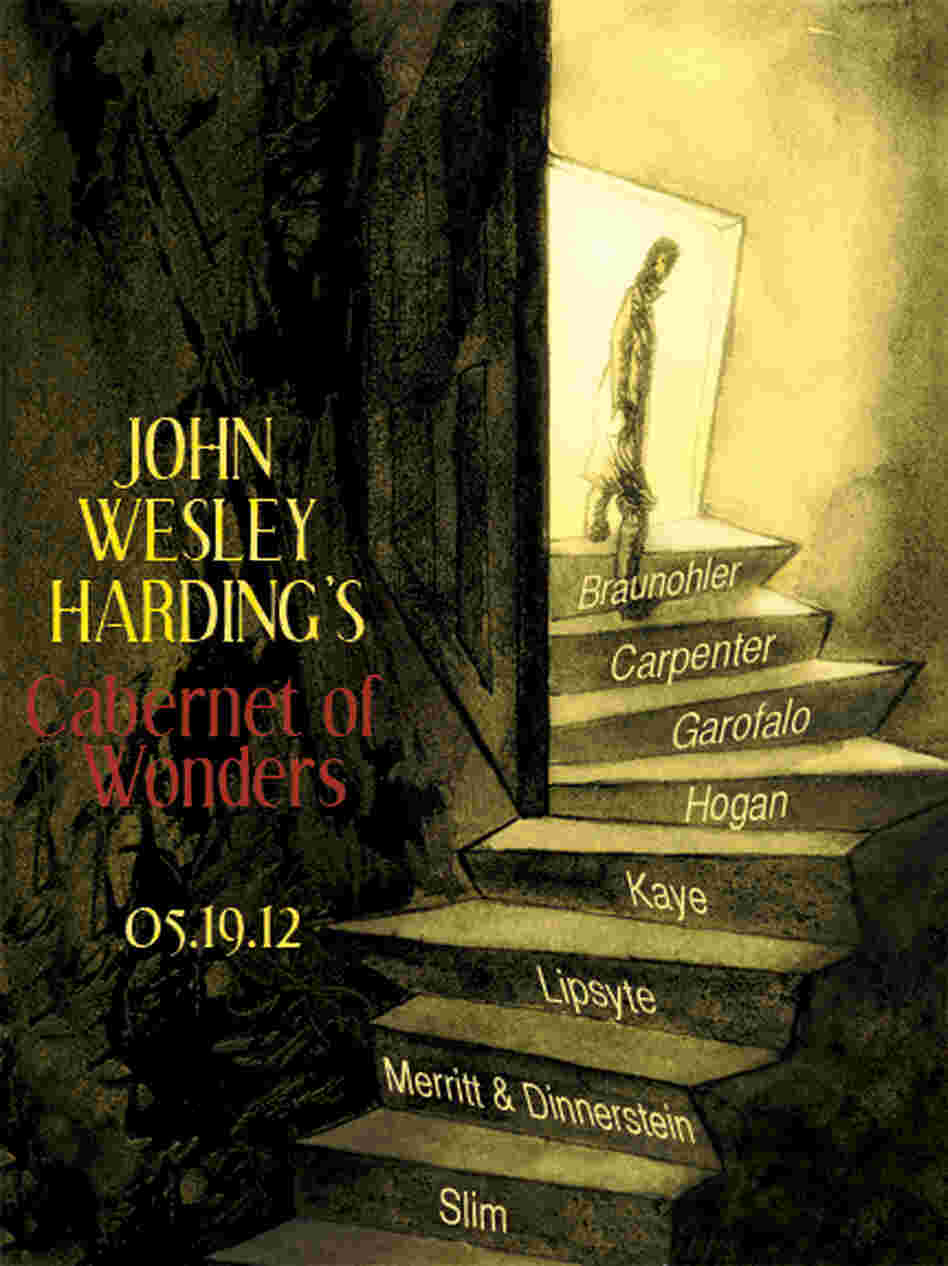 Custom Cabinet of Wonders wine labels, designed by Abby Stace, the wife of show host John Wesley Harding.