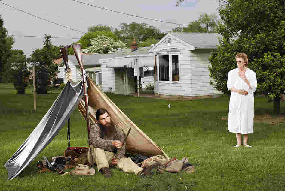 Jerry Hornbaker in Helen Chapman's backyard on the Gettysburg battlefield.