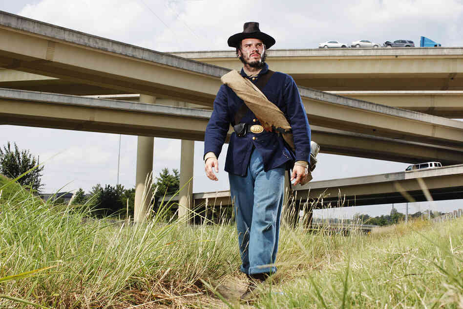 Pope on the Nashville battlefield. The interstate is right on top of what was the Southerners' first battle line.