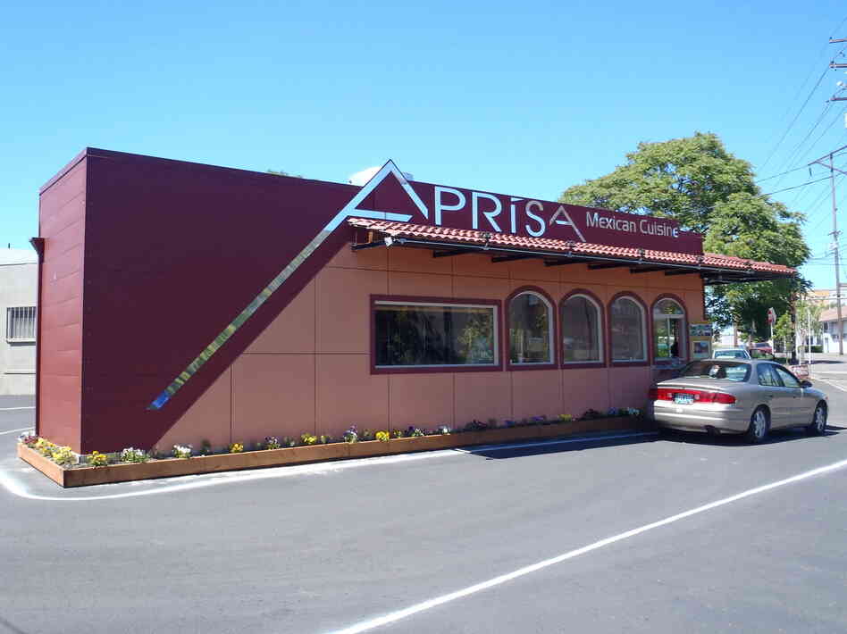 After: The cargo container is now home to Aprisa Mexican Cuisine in Portland, Ore.