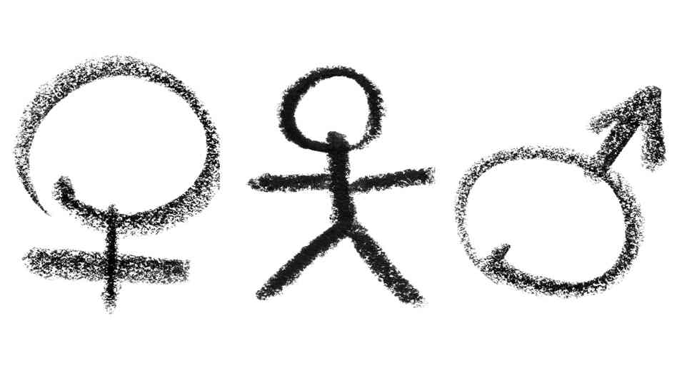 Graphic: A stick figure with male and female symbols on either side.